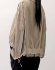 【sanctamuerte】 COTTON SWEAT & SILK CHIFFON SLEEVE TOP SM71_SAND SHELL