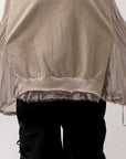 【sanctamuerte】 COTTON SWEAT & SILK CHIFFON SLEEVE TOP SM71_SAND SHELL