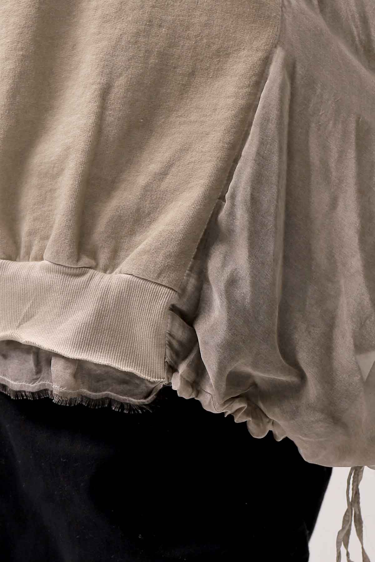 【sanctamuerte】 COTTON SWEAT &amp; SILK CHIFFON SLEEVE TOP SM71_SAND SHELL