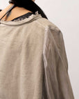 【sanctamuerte】 COTTON SWEAT & SILK CHIFFON SLEEVE TOP SM71_SAND SHELL