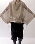 【sanctamuerte】 COTTON SWEAT & SILK CHIFFON SLEEVE TOP SM71_SAND SHELL