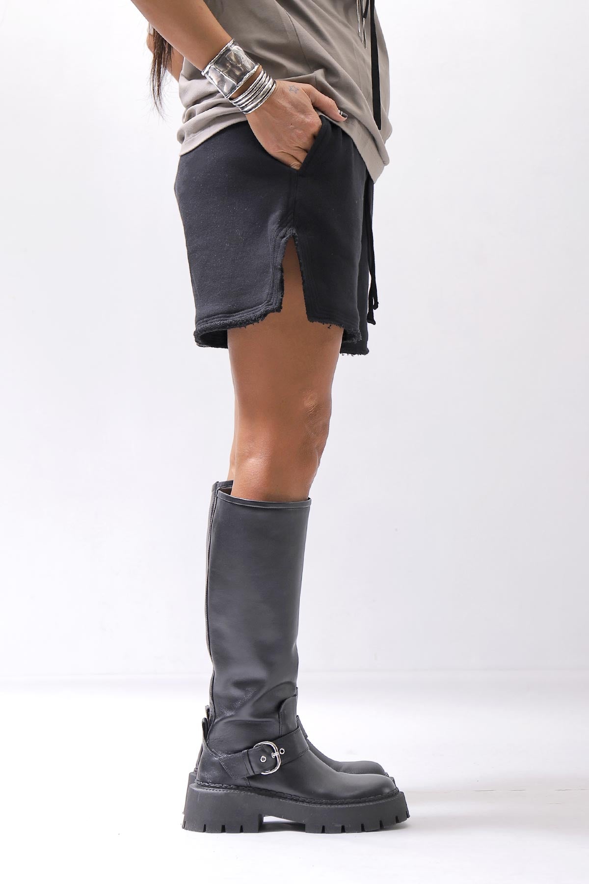 【thom/krom】 LIGHT SWEAT SIDE-CUT SHORTS WST432_BLACK