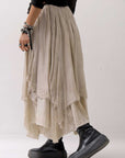 【sanctamuerte】 LAYERED ASYMMETRY SKIRT SM33_SAND SHELL