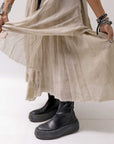 【sanctamuerte】 LAYERED ASYMMETRY SKIRT SM33_SAND SHELL