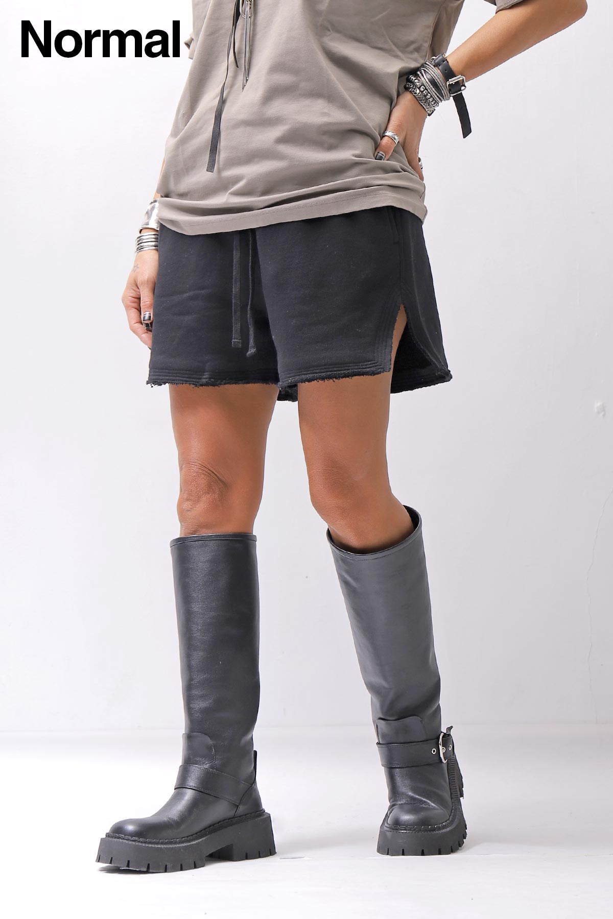 【thom/krom】 LIGHT SWEAT SIDE-CUT SHORTS WST432_BLACK