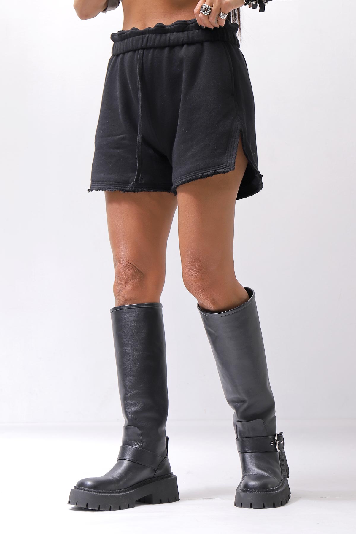 【thom/krom】 LIGHT SWEAT SIDE-CUT SHORTS WST432_BLACK