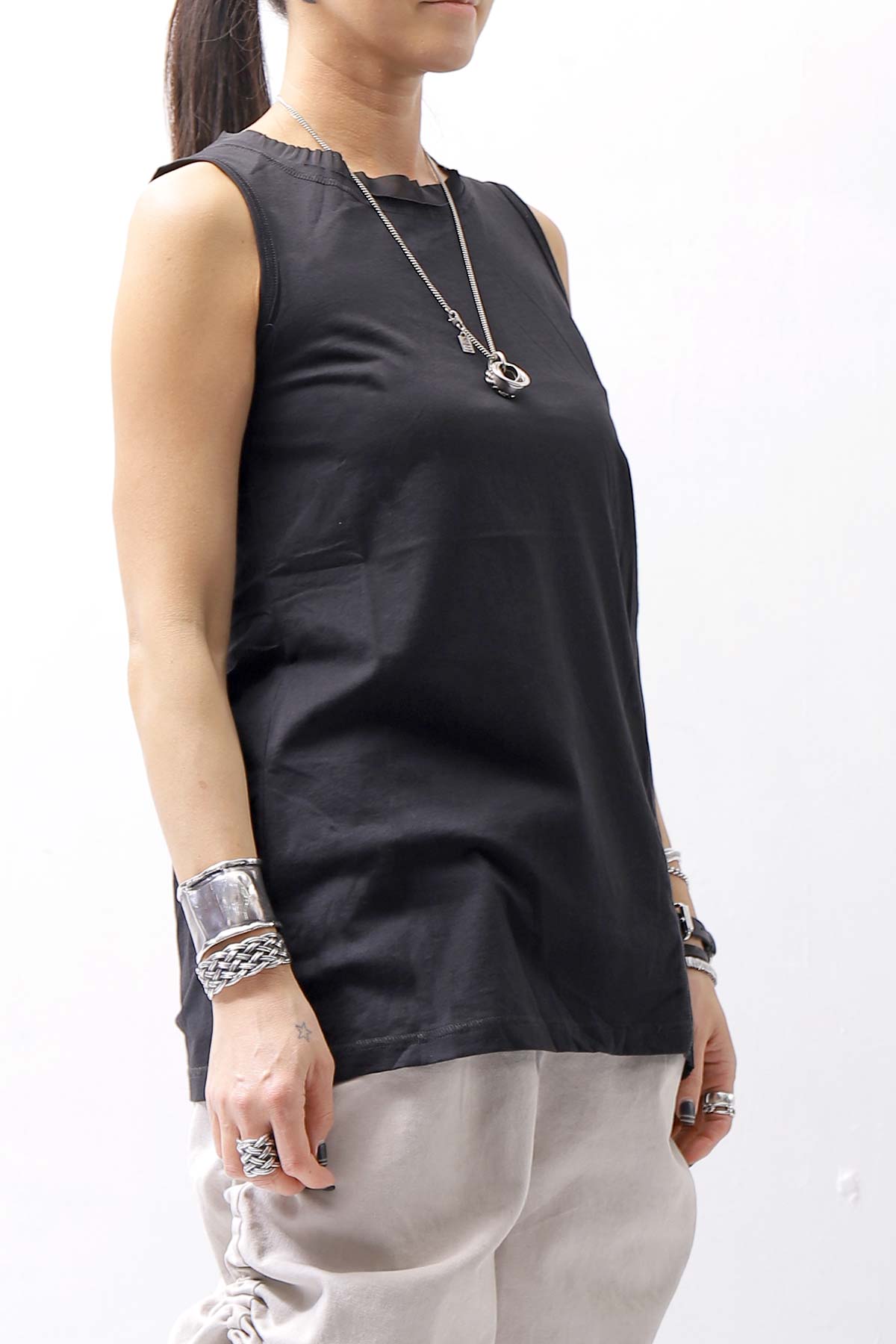 【RUNDHOLZ】 COTTON SILK STRETCH TANK 230 0825_BLACK