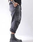 【bajra】 UNISEX SARROUEL SUPER STRETCH COTTON DENIM PANTS 159QP03_USED BLACK WASH