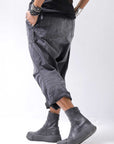 【bajra】 UNISEX SARROUEL SUPER STRETCH COTTON DENIM PANTS 159QP03_USED BLACK WASH