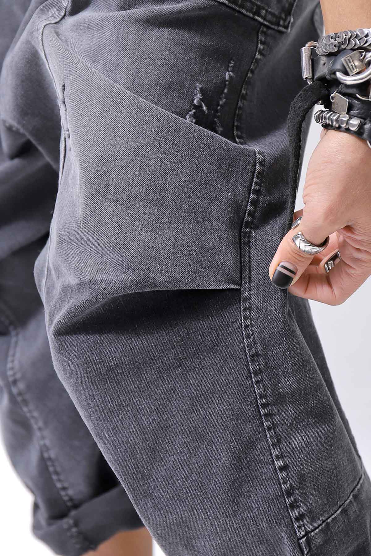 【bajra】 UNISEX SARROUEL SUPER STRETCH COTTON DENIM PANTS 159QP03_USED BLACK WASH