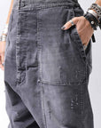 【bajra】 UNISEX SARROUEL SUPER STRETCH COTTON DENIM PANTS 159QP03_USED BLACK WASH