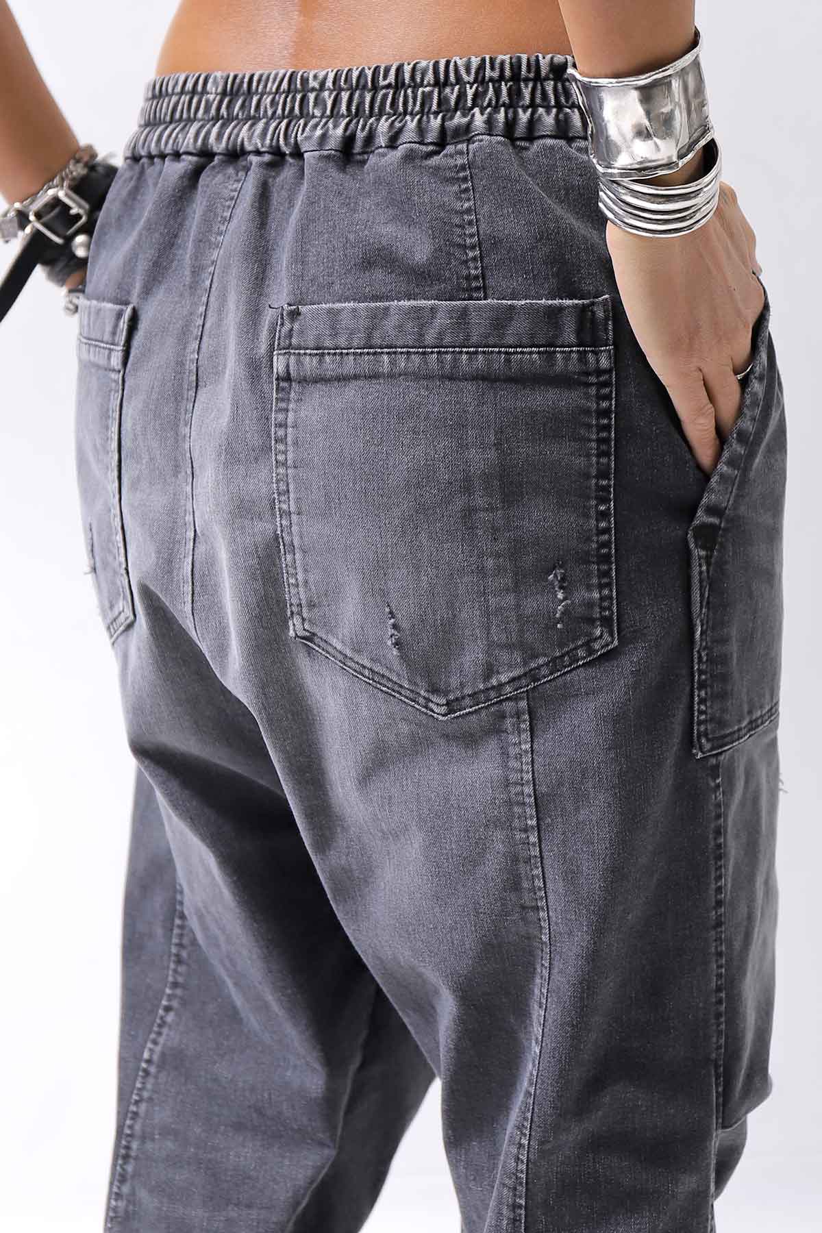 【bajra】 UNISEX SARROUEL SUPER STRETCH COTTON DENIM PANTS 159QP03_USED BLACK WASH