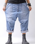 【bajra】 UNISEX SARROUEL SUPER STRETCH COTTON DENIM PANTS 159QP03_BLUE WASH