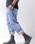 【bajra】 UNISEX SARROUEL SUPER STRETCH COTTON DENIM PANTS 159QP03_BLUE WASH