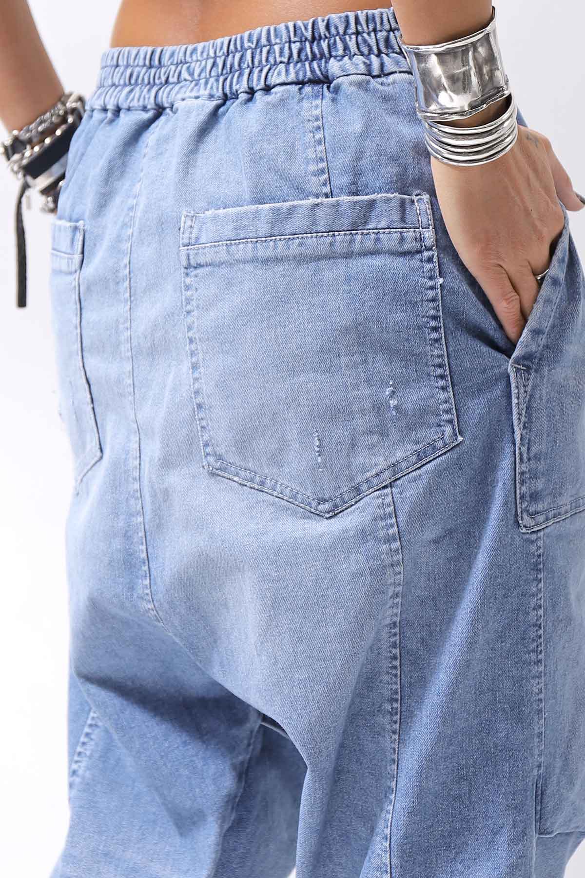 【bajra】 UNISEX SARROUEL SUPER STRETCH COTTON DENIM PANTS 159QP03_BLUE WASH