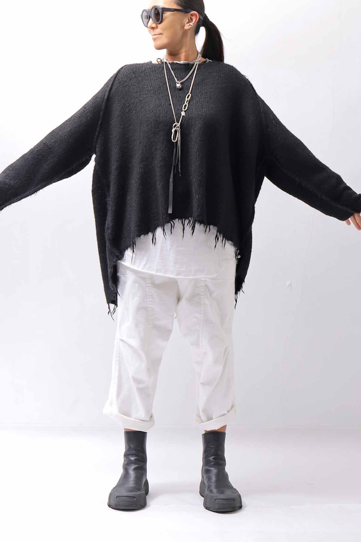 【RUNDHOLZ】 OVERSIZED GRUNGE SILK KNIT_BLACK