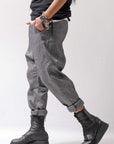 【NOSTRASANTISSIMA】 UNISEX LINEN COTTON SARROUEL PANTS P38_GREY