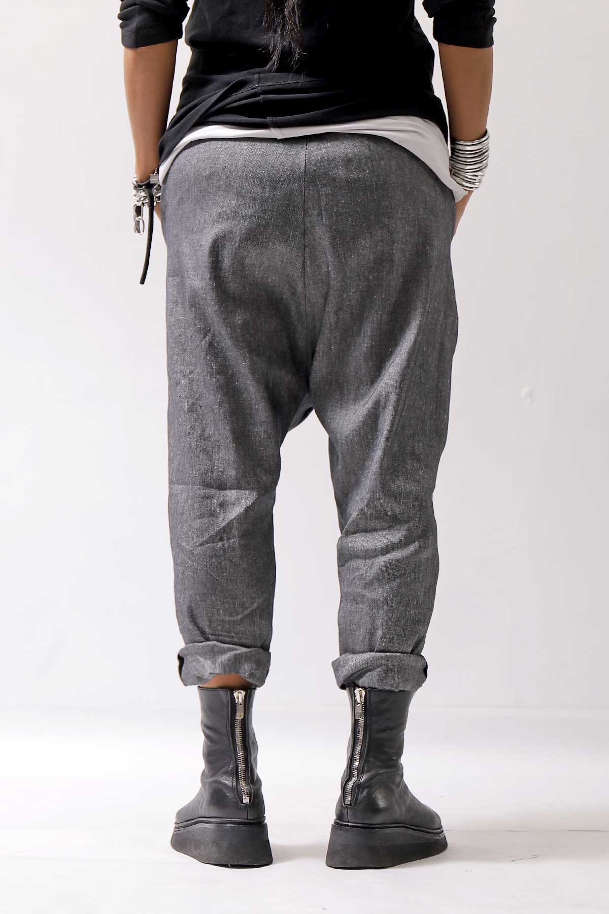 【NOSTRASANTISSIMA】 UNISEX LINEN COTTON SARROUEL PANTS P38_GREY