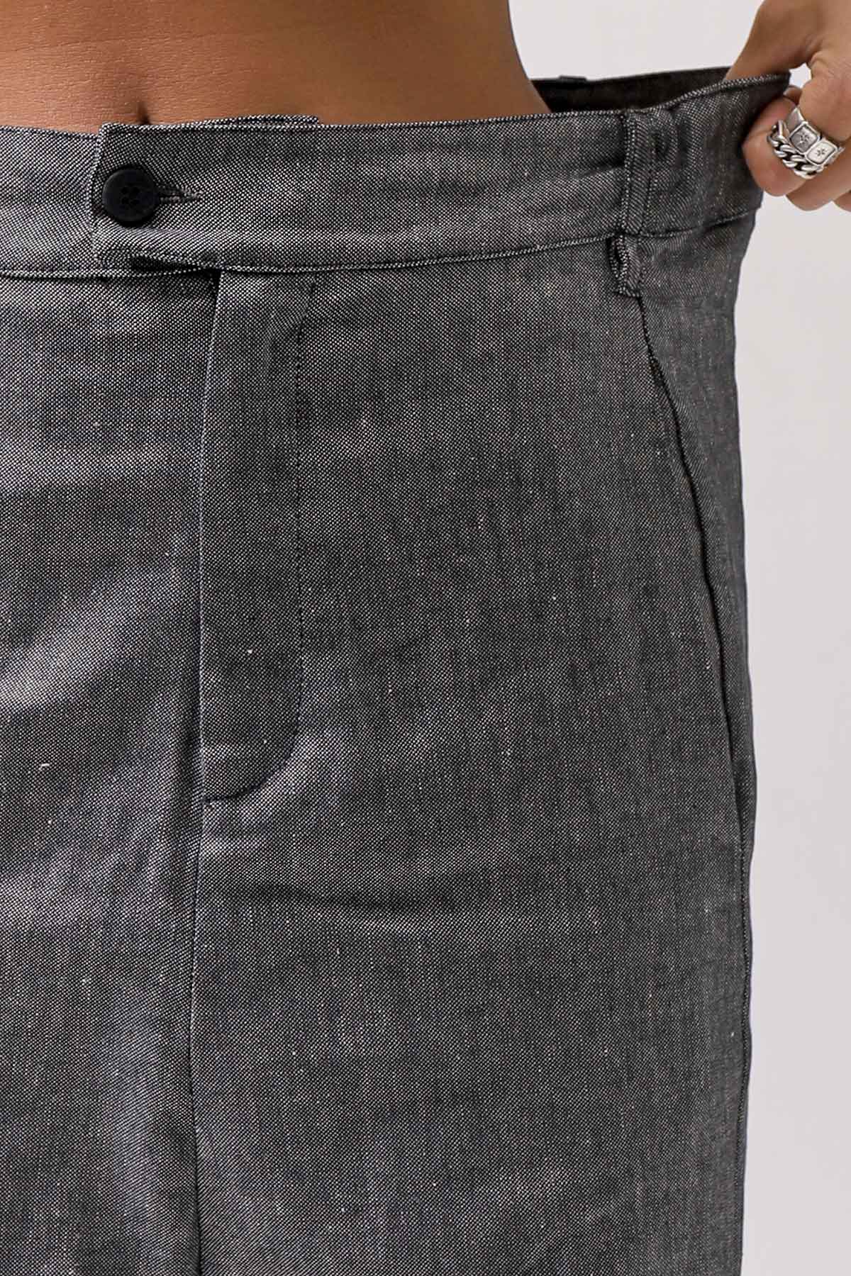 【NOSTRASANTISSIMA】 UNISEX LINEN COTTON SARROUEL PANTS P38_GREY