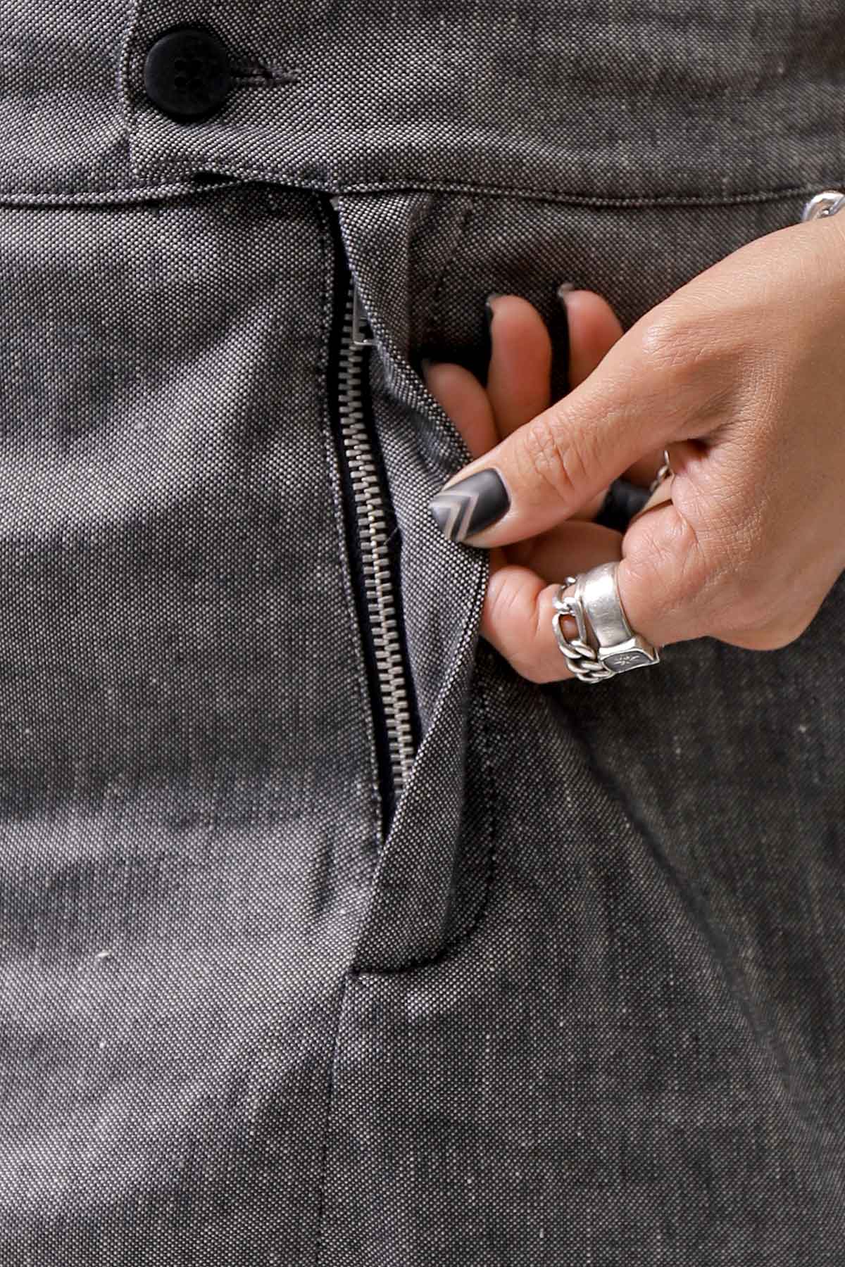 【NOSTRASANTISSIMA】 UNISEX LINEN COTTON SARROUEL PANTS P38_GREY