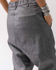 【NOSTRASANTISSIMA】 UNISEX LINEN COTTON SARROUEL PANTS P38_GREY