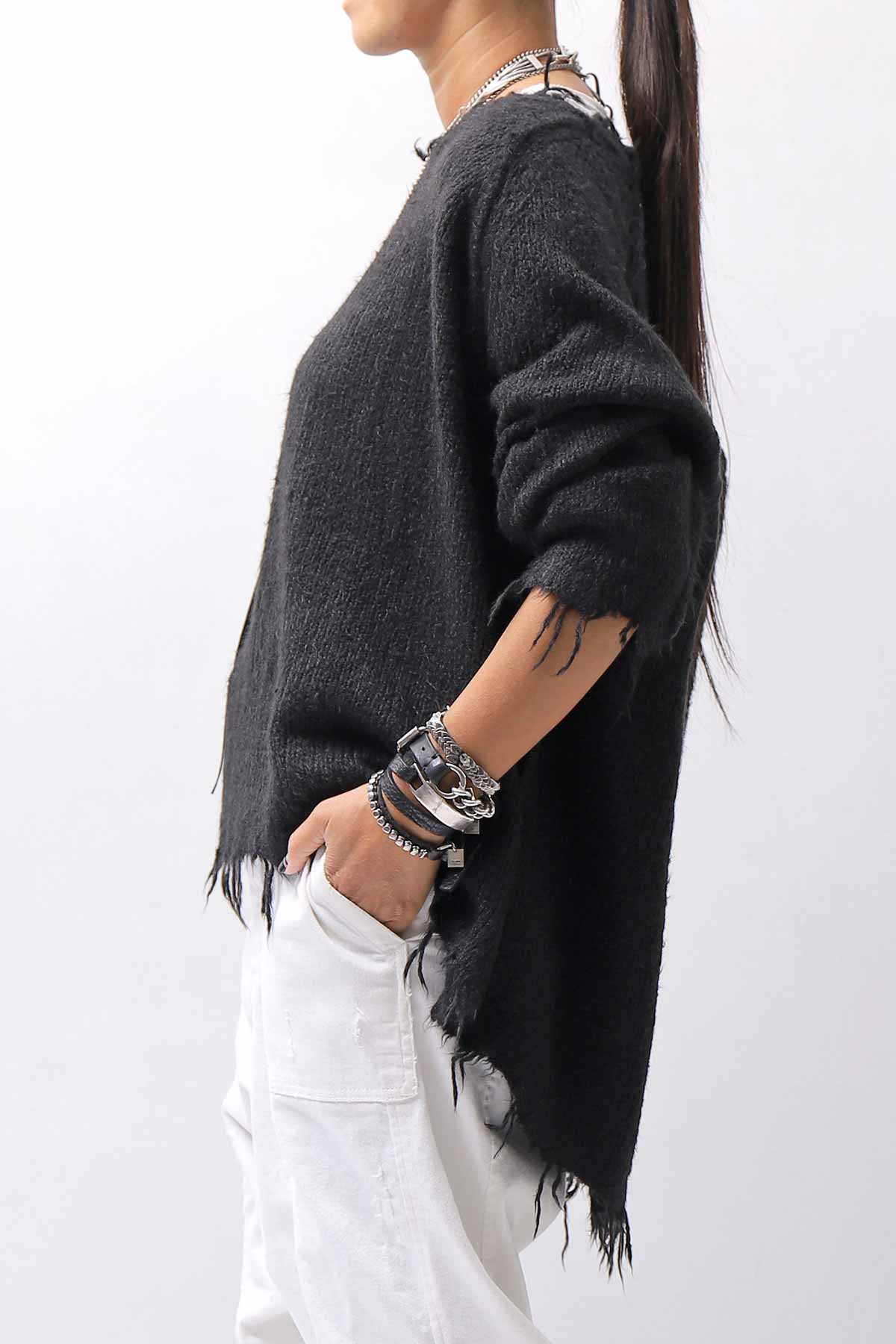 【RUNDHOLZ】 OVERSIZED GRUNGE SILK KNIT_BLACK