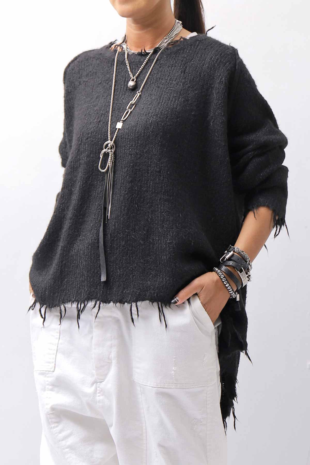 【RUNDHOLZ】 OVERSIZED GRUNGE SILK KNIT_BLACK