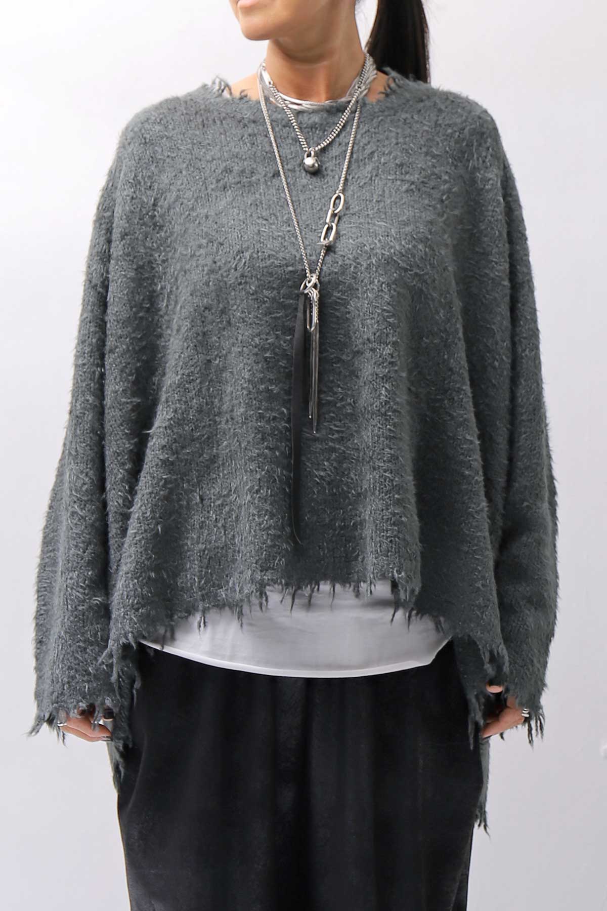 【RUNDHOLZ】 OVERSIZED GRUNGE SILK KNIT_SEAWEED
