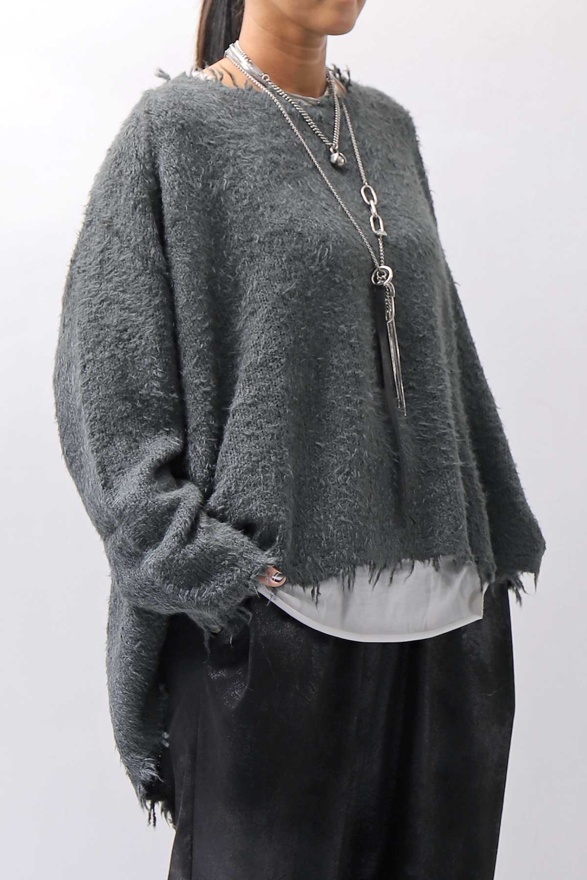 【RUNDHOLZ】 OVERSIZED GRUNGE SILK KNIT_SEAWEED
