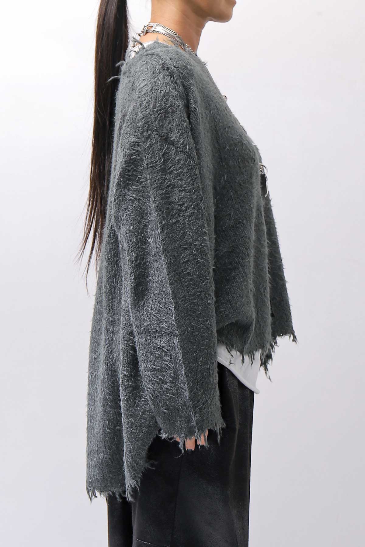 【RUNDHOLZ】 OVERSIZED GRUNGE SILK KNIT_SEAWEED