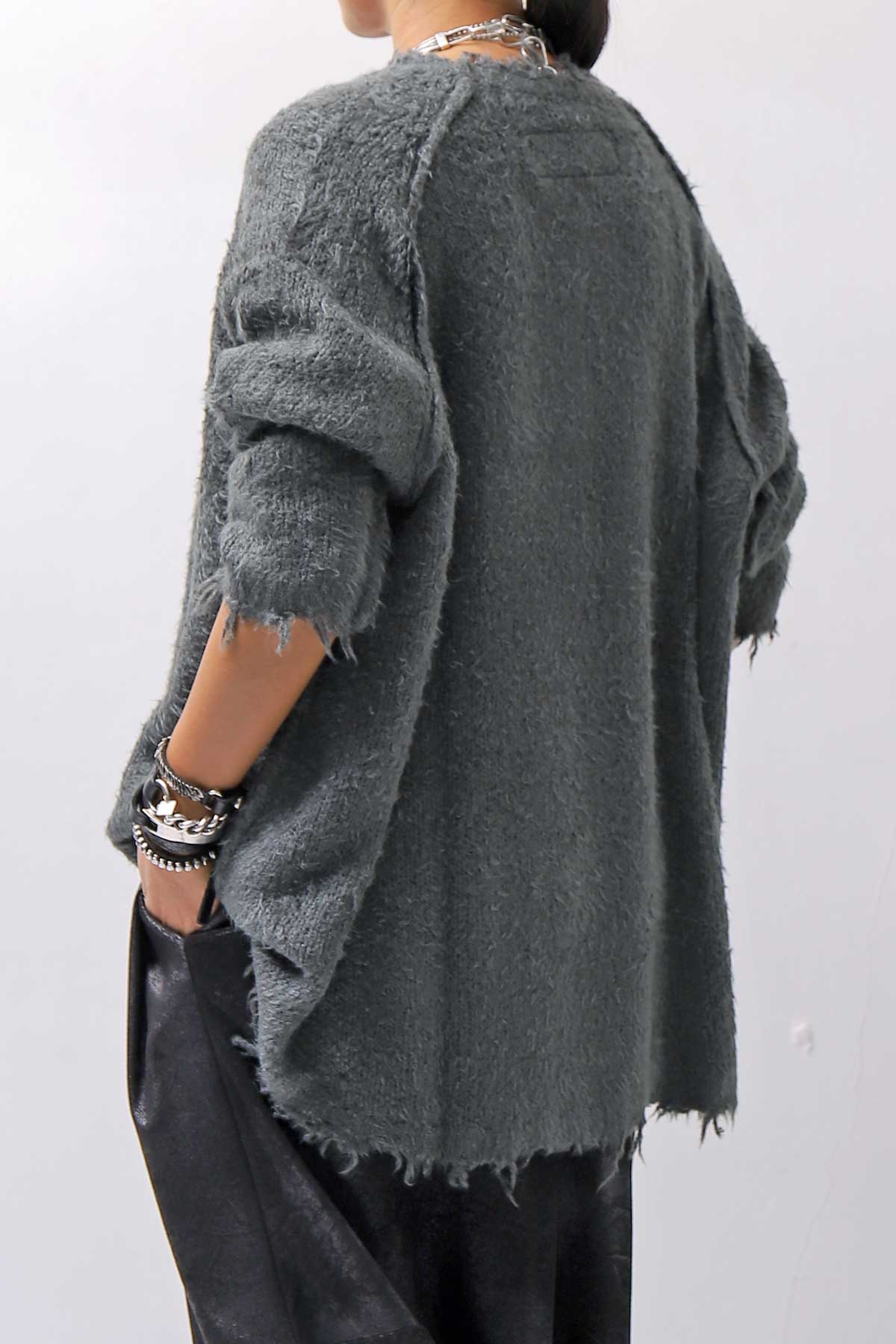 【RUNDHOLZ】 OVERSIZED GRUNGE SILK KNIT_SEAWEED