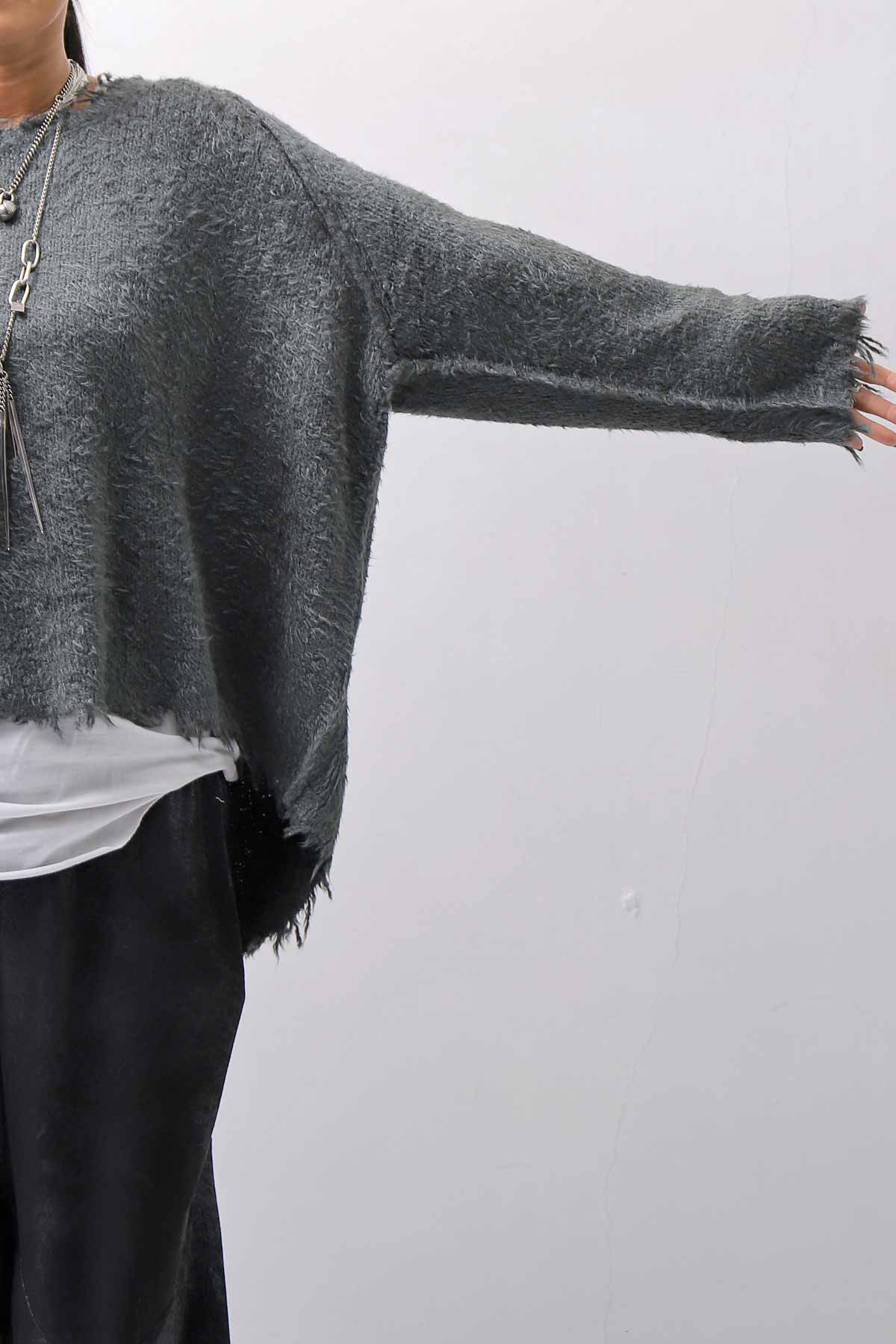 【RUNDHOLZ】 OVERSIZED GRUNGE SILK KNIT_SEAWEED