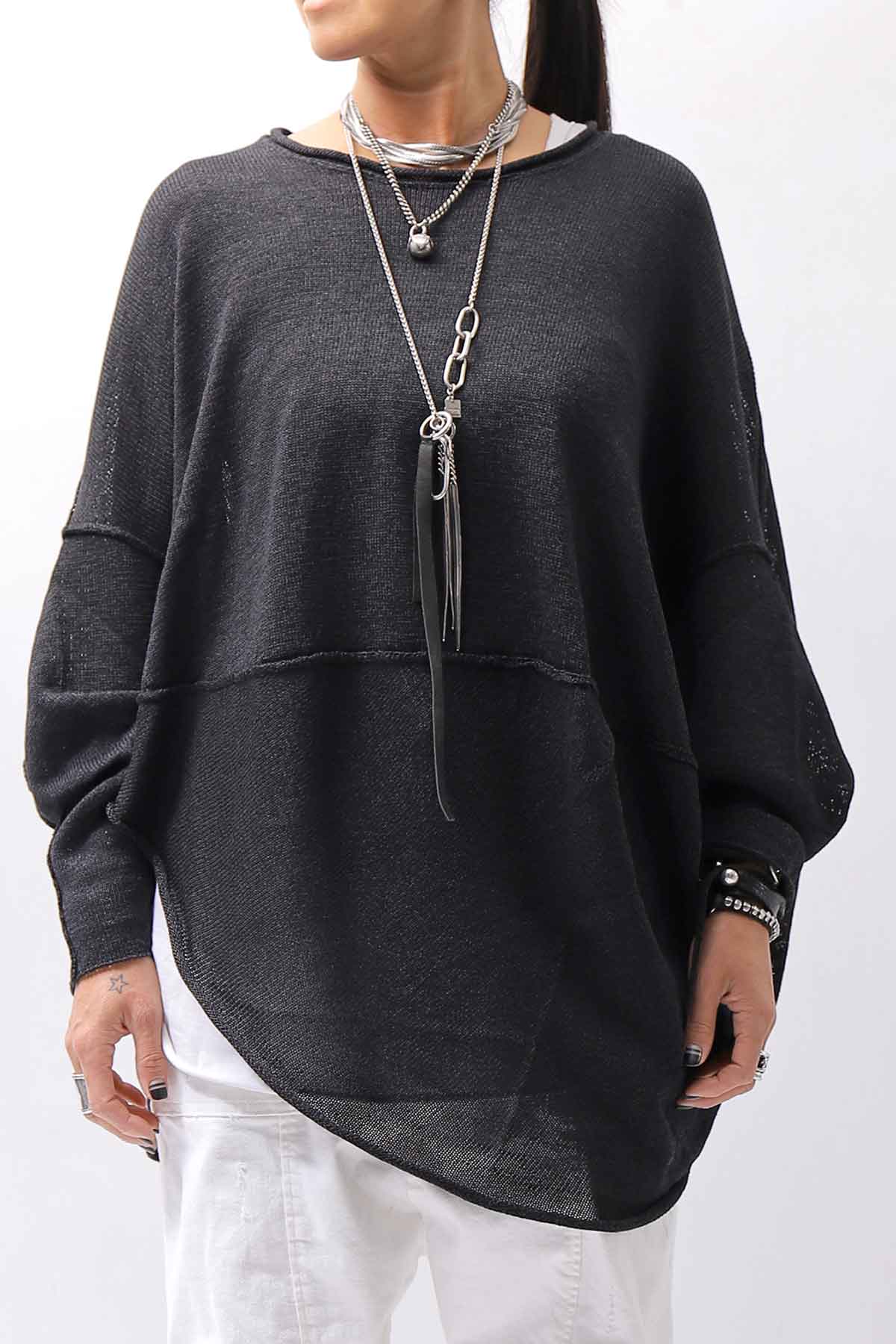 【RUNDHOLZ】 UNISEX OVER SIZED PAPER COTTON TOP _BLACK