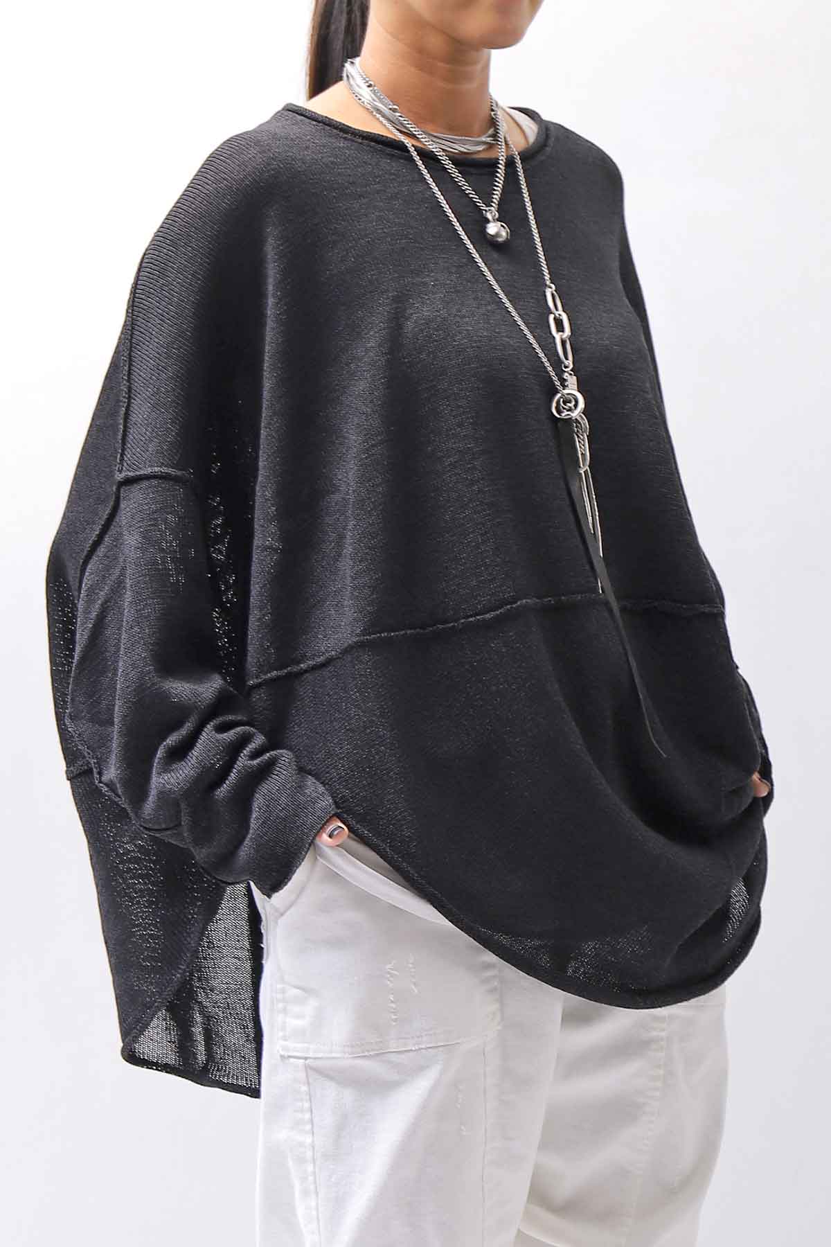 【RUNDHOLZ】 UNISEX OVER SIZED PAPER COTTON TOP _BLACK