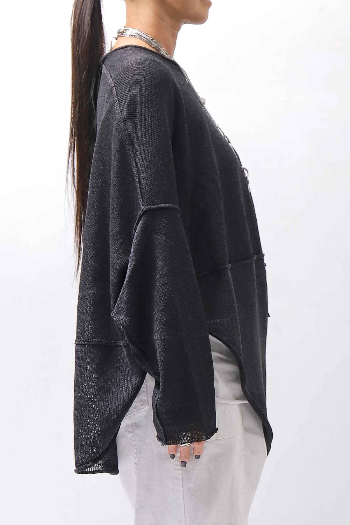 【RUNDHOLZ】 UNISEX OVER SIZED PAPER COTTON TOP _BLACK