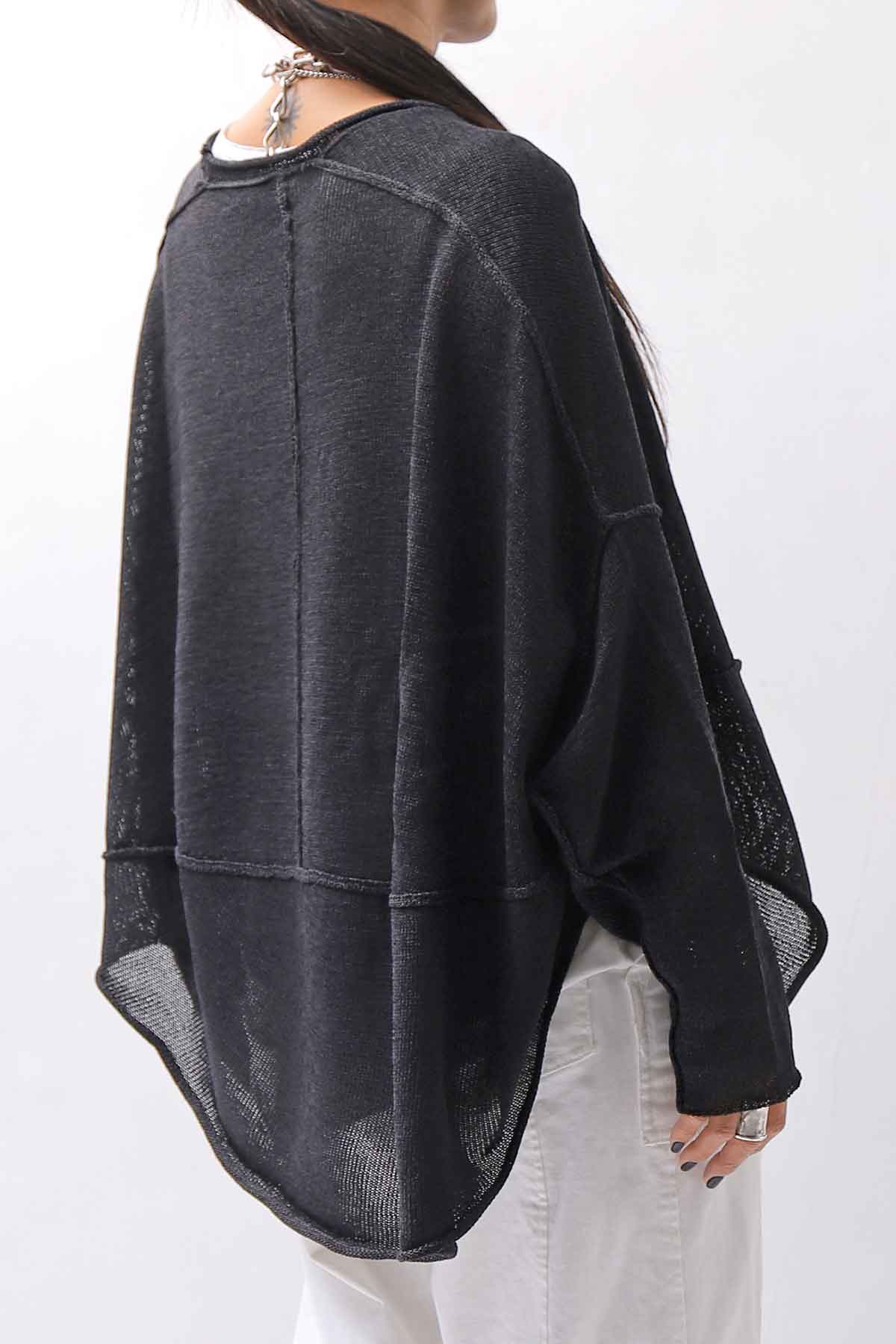 【RUNDHOLZ】 UNISEX OVER SIZED PAPER COTTON TOP _BLACK