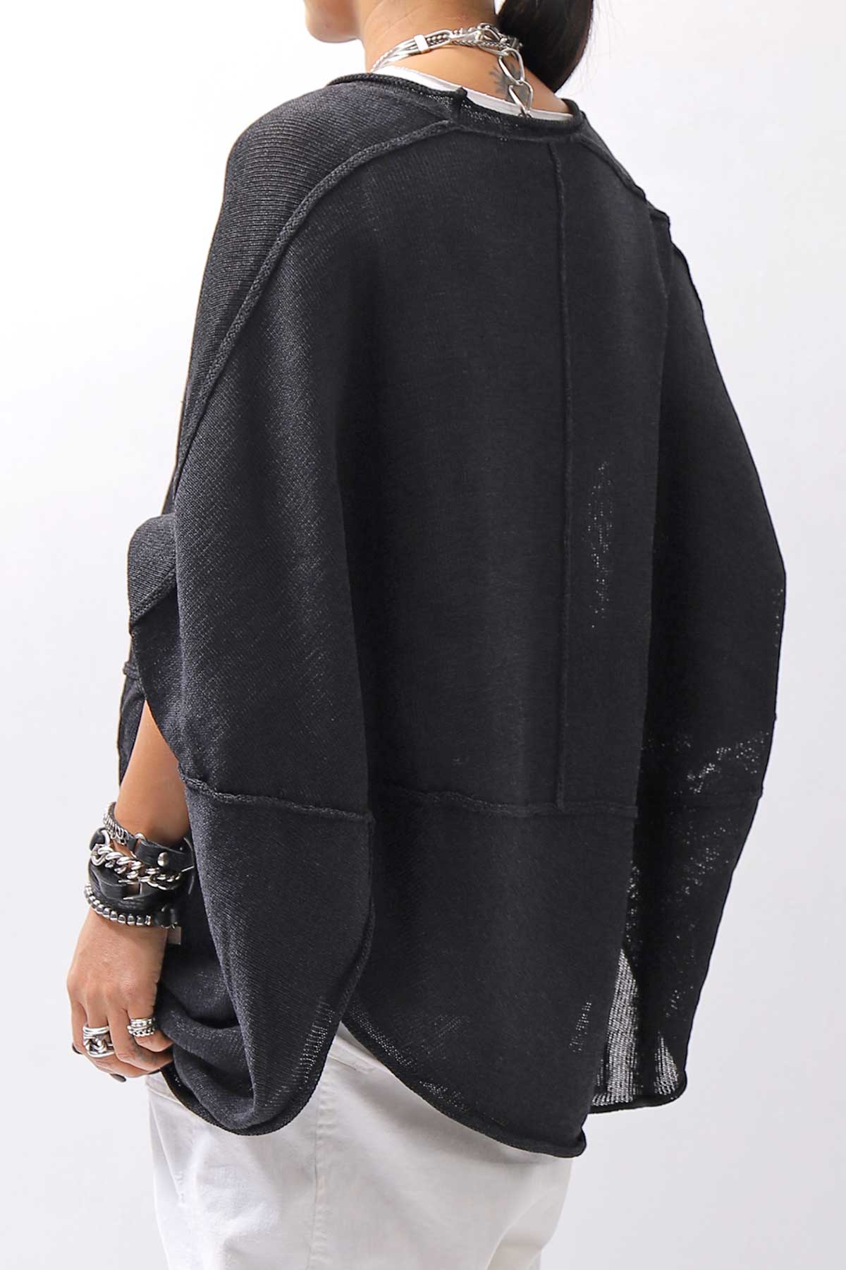 【RUNDHOLZ】 UNISEX OVER SIZED PAPER COTTON TOP _BLACK