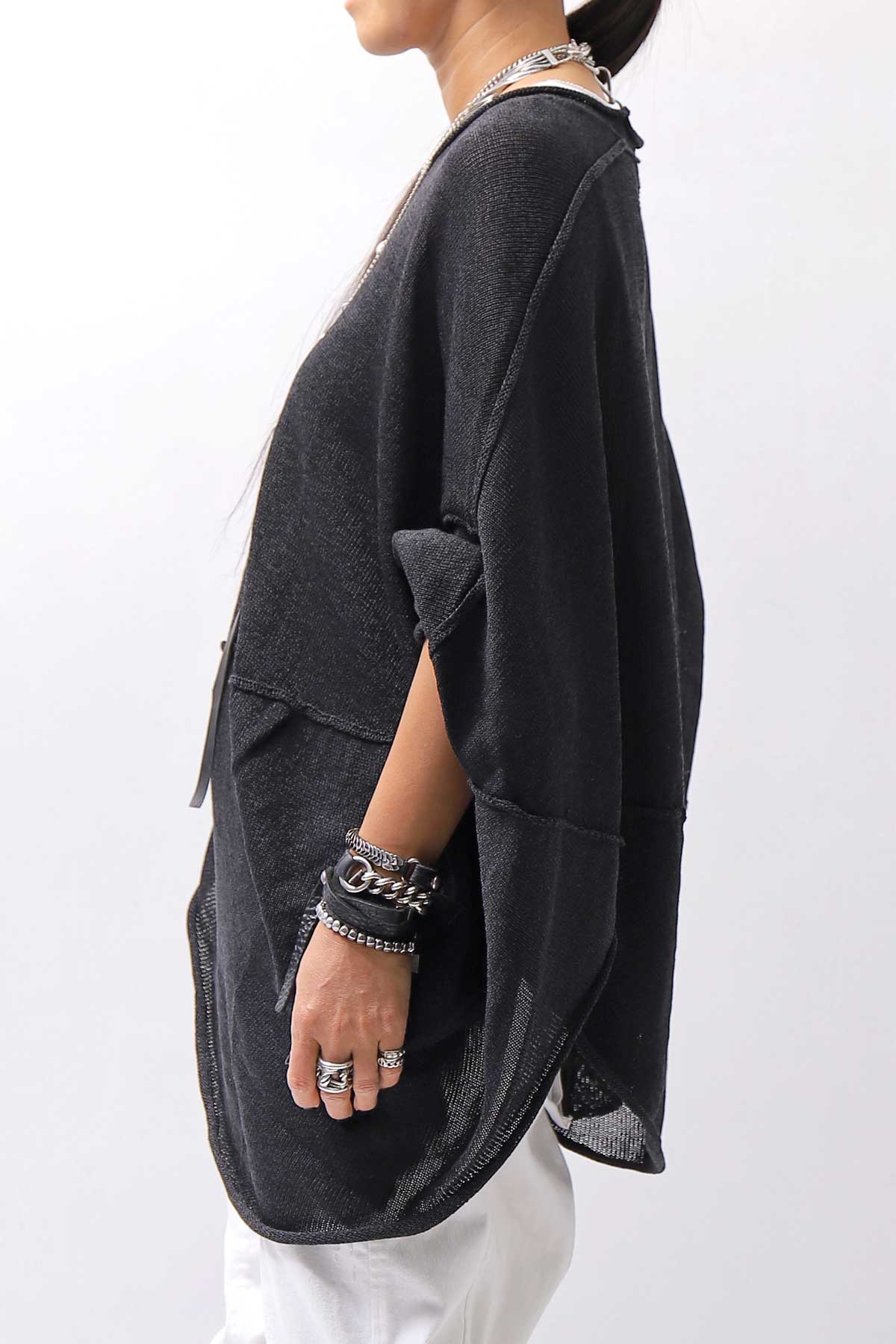 【RUNDHOLZ】 UNISEX OVER SIZED PAPER COTTON TOP _BLACK