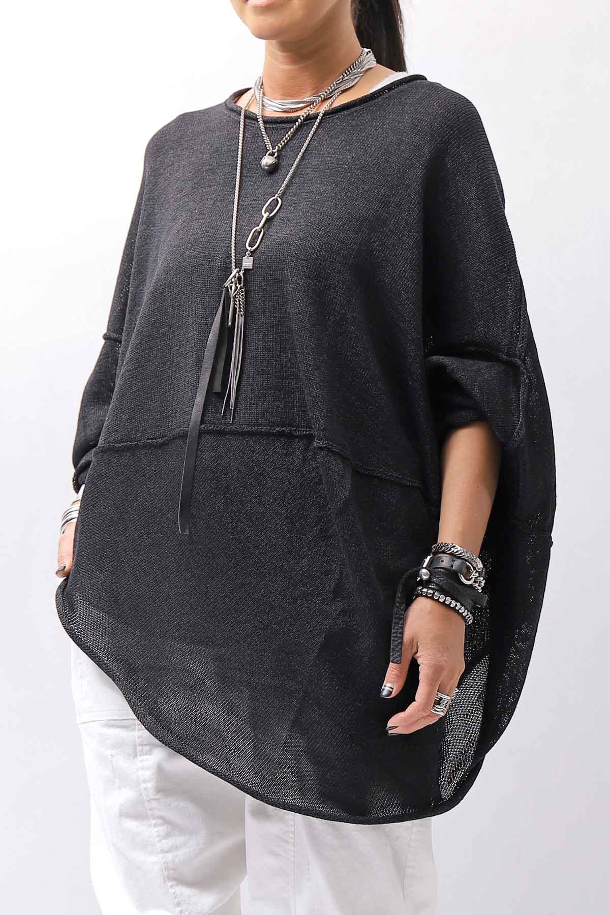 【RUNDHOLZ】 UNISEX OVER SIZED PAPER COTTON TOP _BLACK
