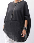 【RUNDHOLZ】 UNISEX OVER SIZED PAPER COTTON TOP _BLACK