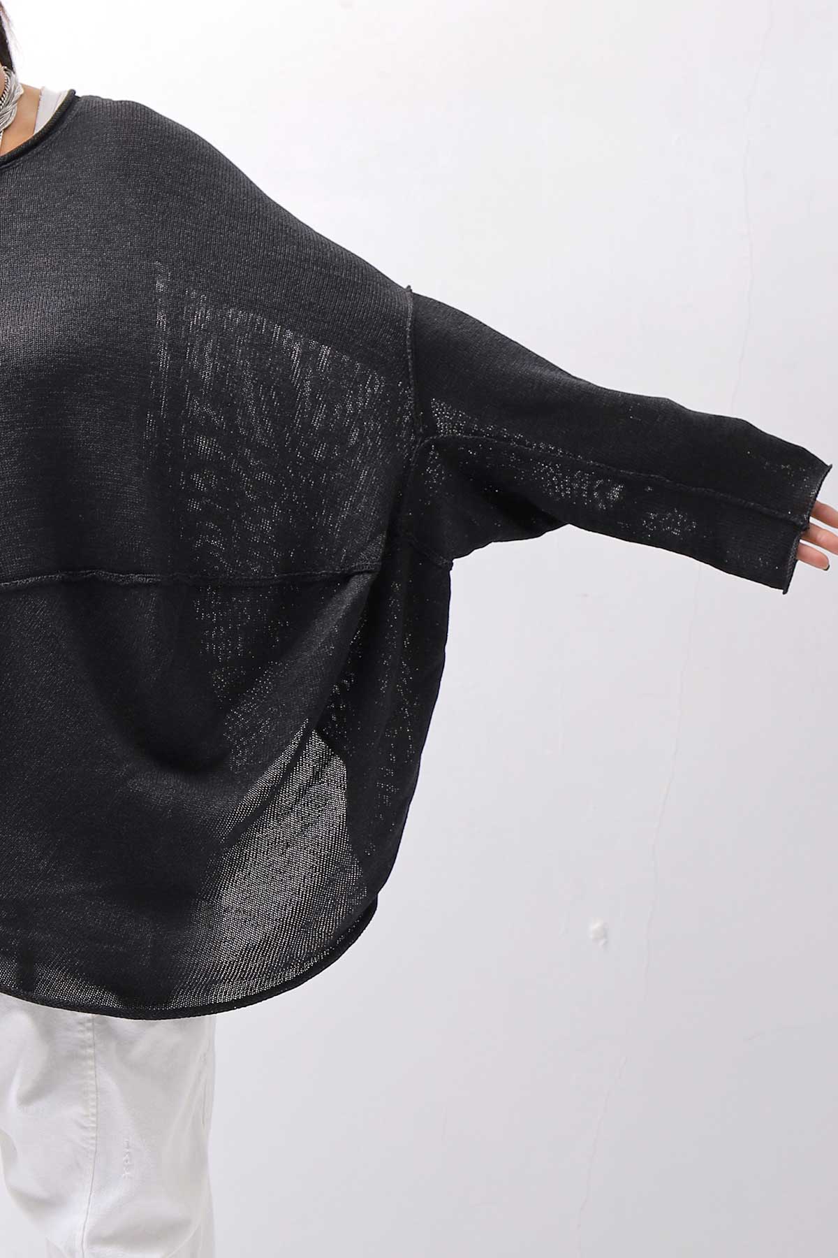 【RUNDHOLZ】 UNISEX OVER SIZED PAPER COTTON TOP _BLACK