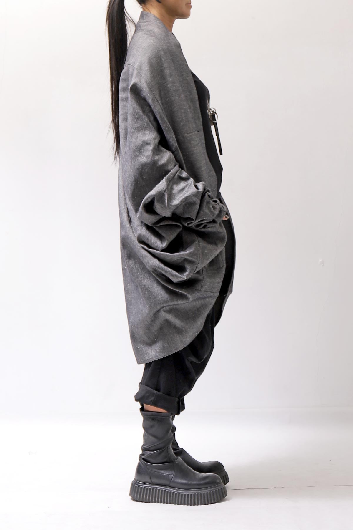 【NOSTRASANTISSIMA】 UNISEX OVAL CARDIGAN JACKET M111_GREY