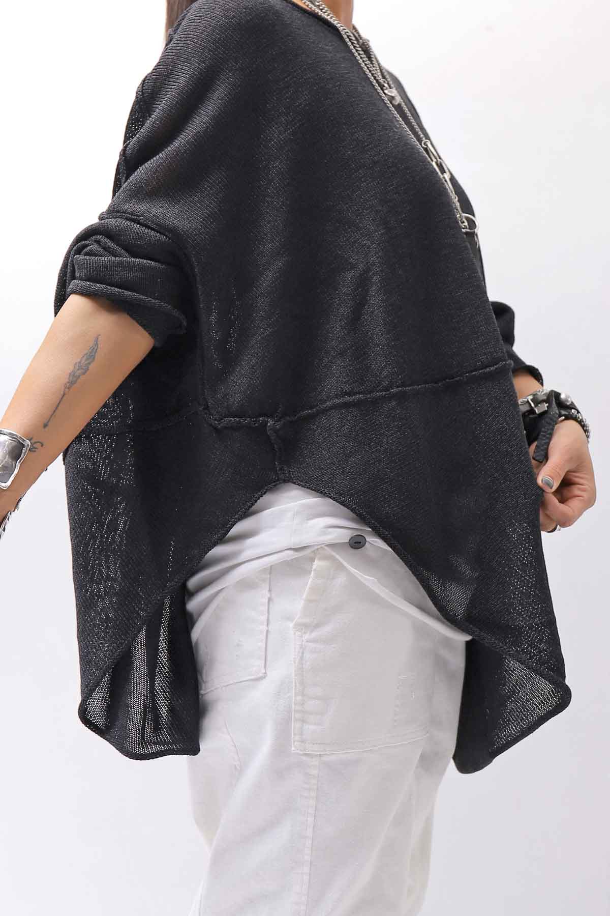 【RUNDHOLZ】 UNISEX OVER SIZED PAPER COTTON TOP _BLACK
