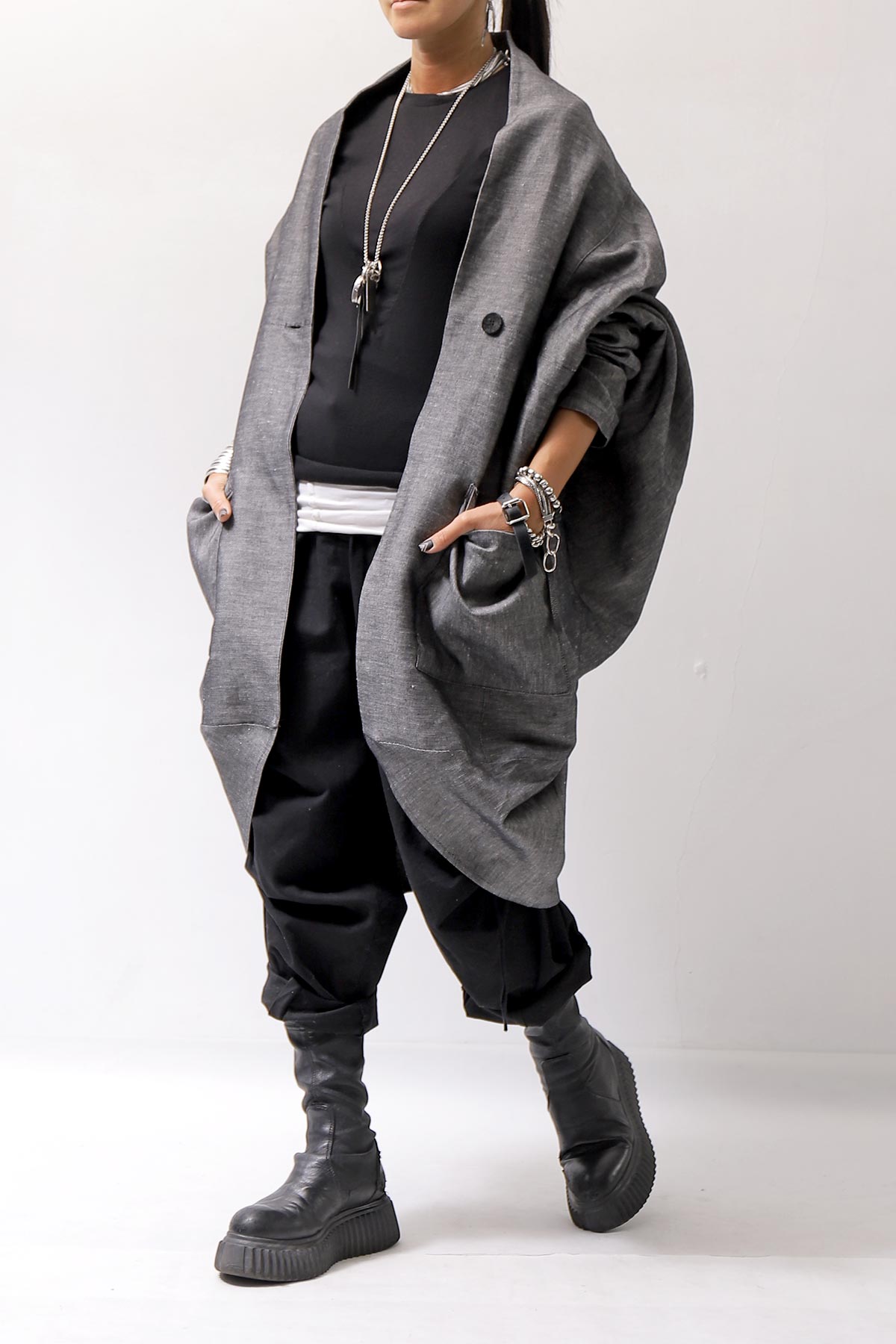 【NOSTRASANTISSIMA】 UNISEX OVAL CARDIGAN JACKET M111_GREY