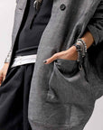 【NOSTRASANTISSIMA】 UNISEX OVAL CARDIGAN JACKET M111_GREY