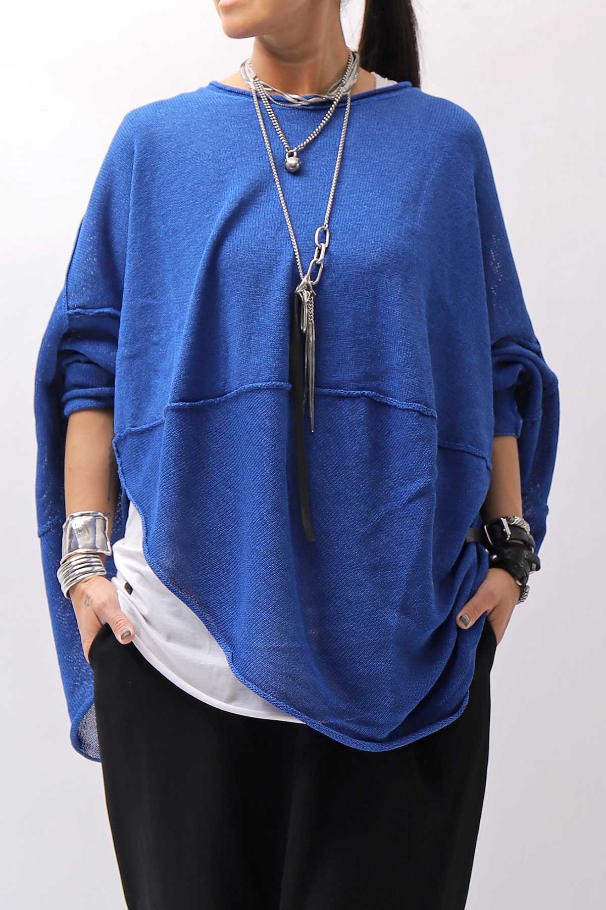 【RUNDHOLZ】 UNISEX OVER SIZED PAPER COTTON TOP _ELECTRIC CLOUD