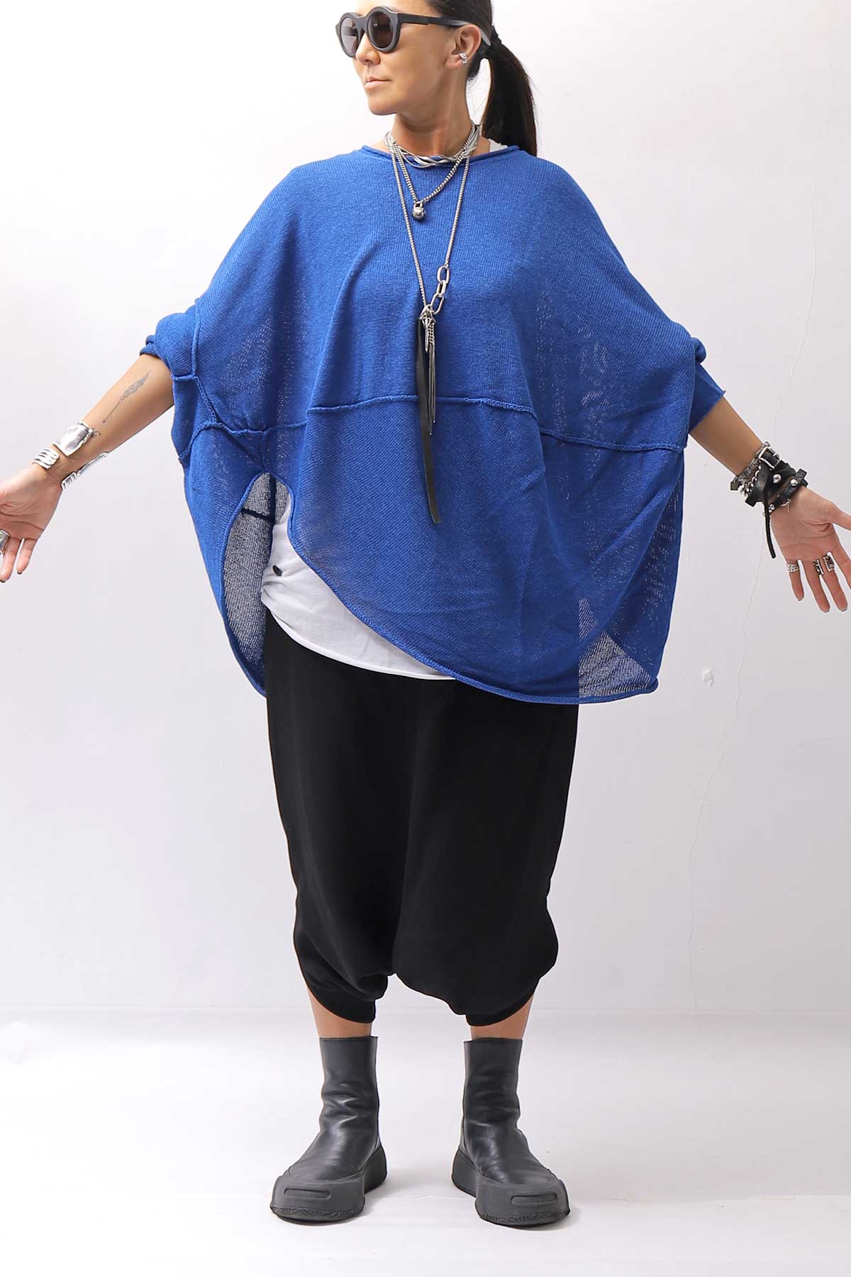 【RUNDHOLZ】 UNISEX OVER SIZED PAPER COTTON TOP _ELECTRIC CLOUD
