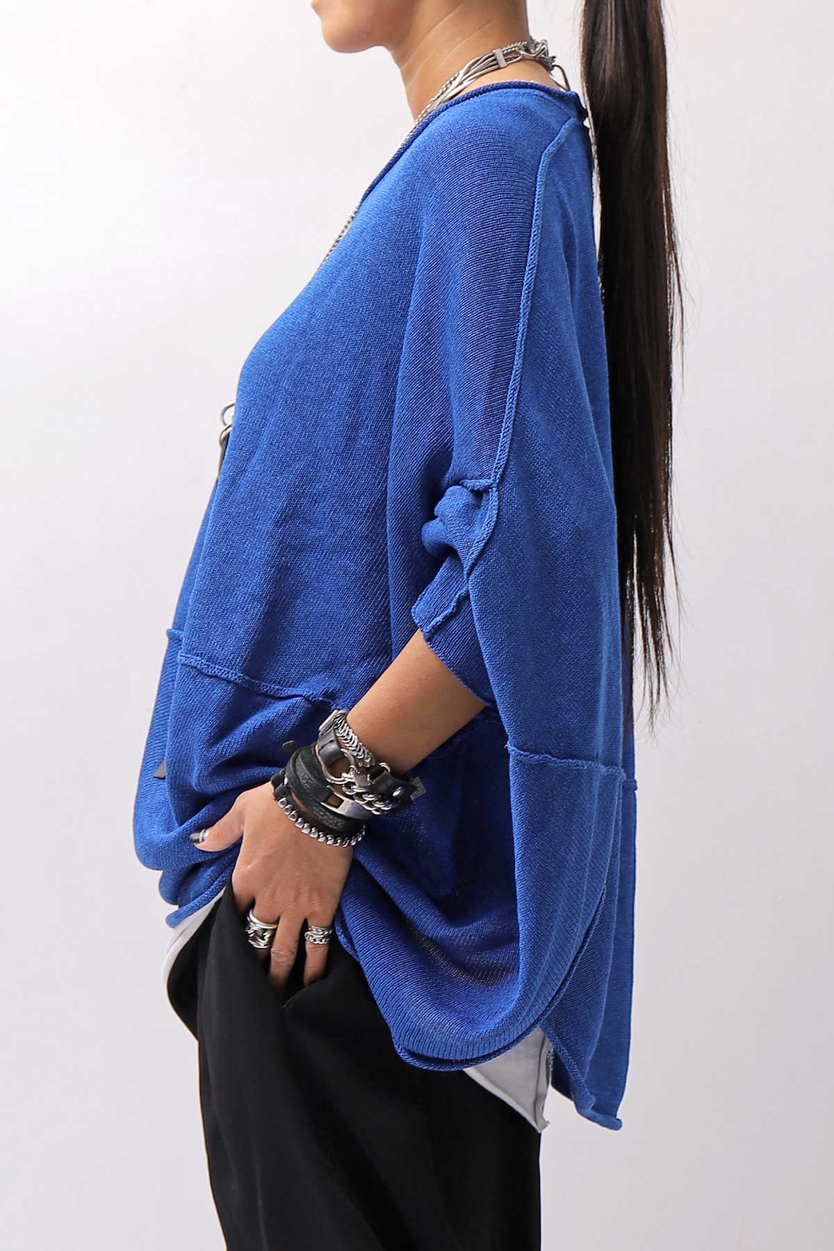 【RUNDHOLZ】 UNISEX OVER SIZED PAPER COTTON TOP _ELECTRIC CLOUD