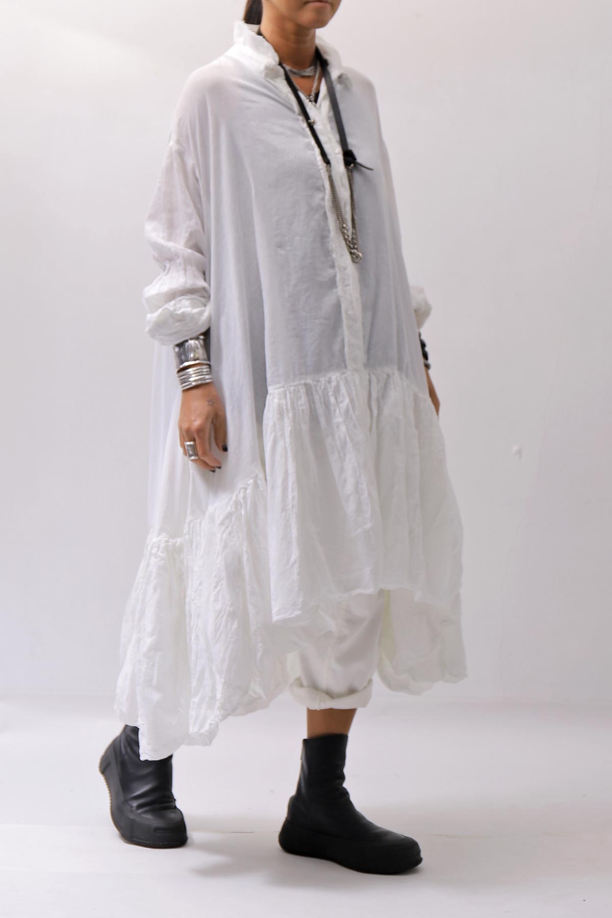 【RUNDHOLZ】 COTTON CHIFFON SHIRT DRESS _SEAFOAM FOG