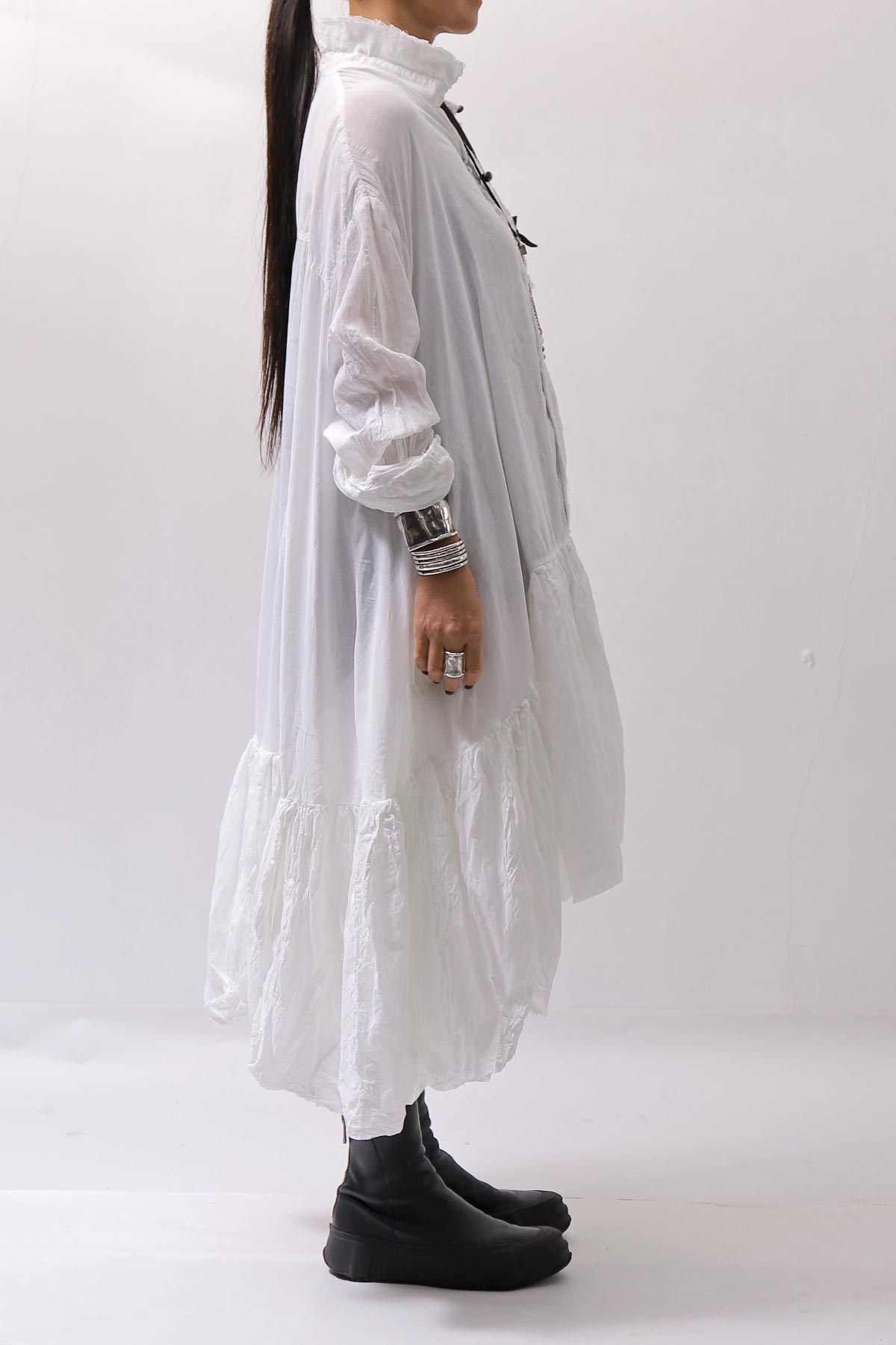 【RUNDHOLZ】 COTTON CHIFFON SHIRT DRESS _SEAFOAM FOG